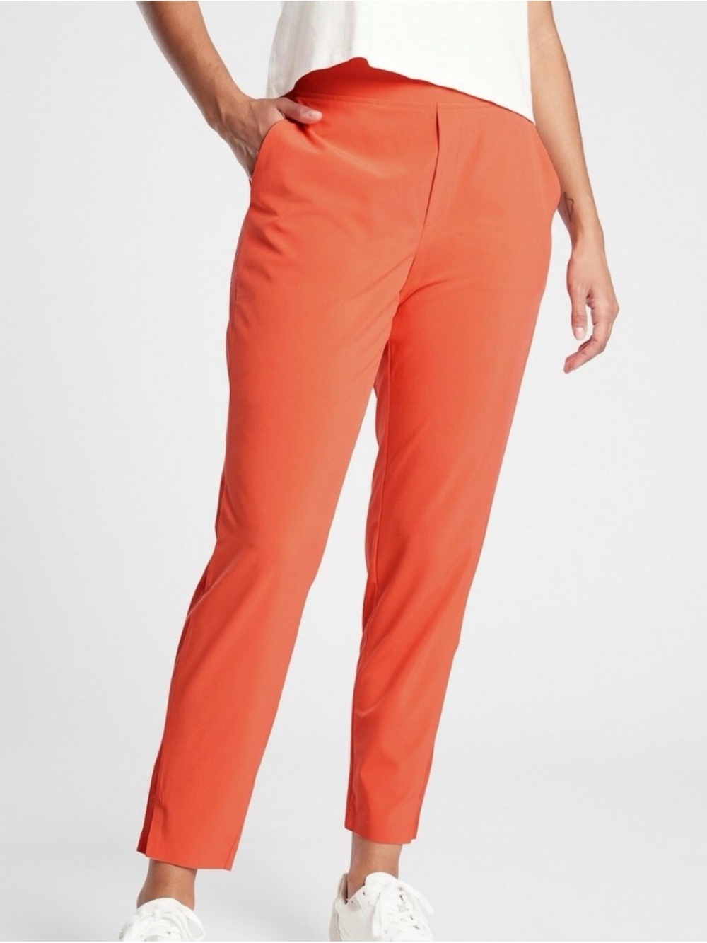 Athleta Red Brooklyn Ankle Pant Cropped Straight-Leg Ankle Pants